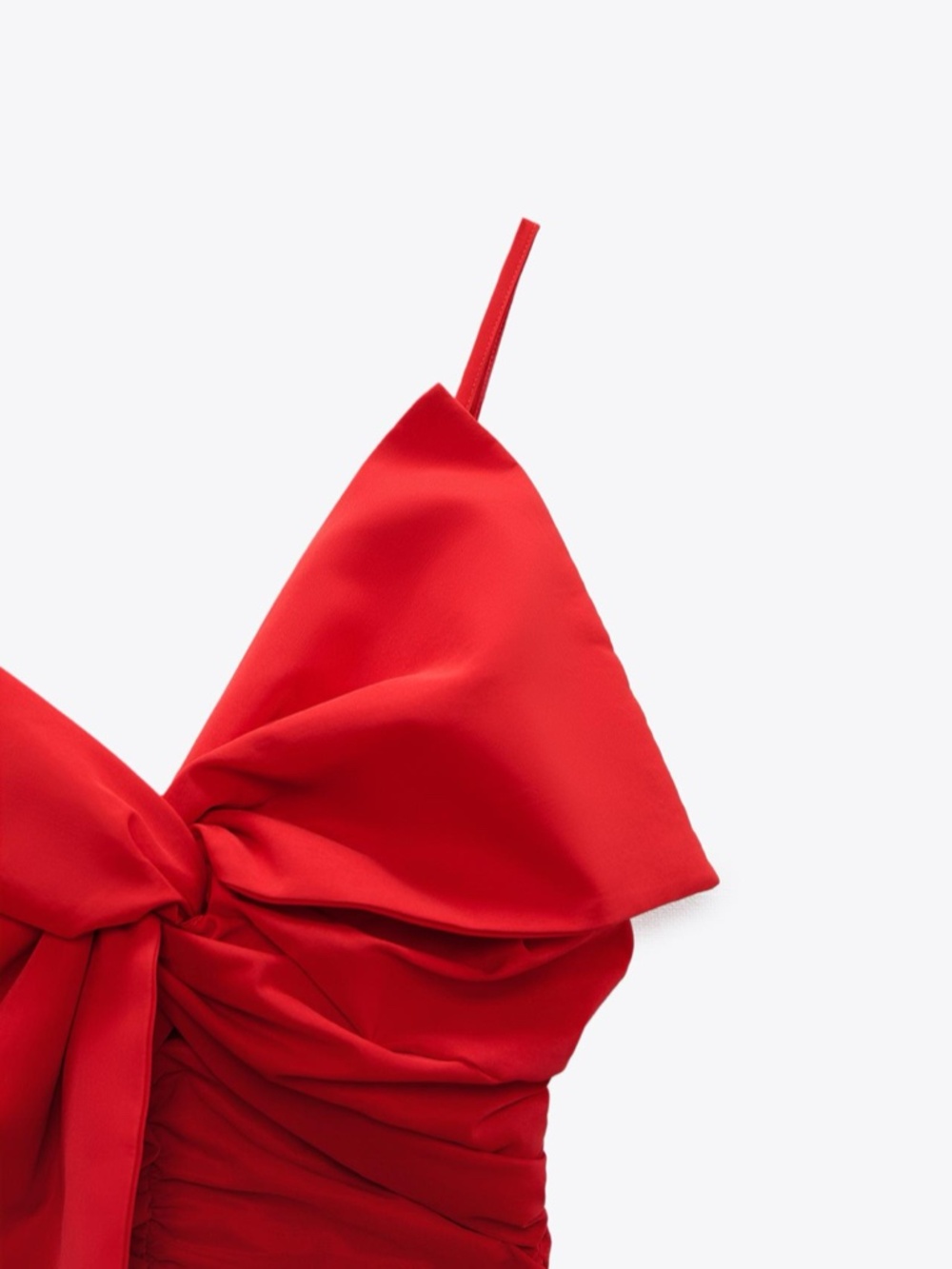 Zara ruched bow red dress in size medium